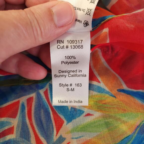 SUNSETS Tiger Lily Destination Dress Women S-M Tie Back Hi Low Sheer Maxi Floral - Picture 5 of 10